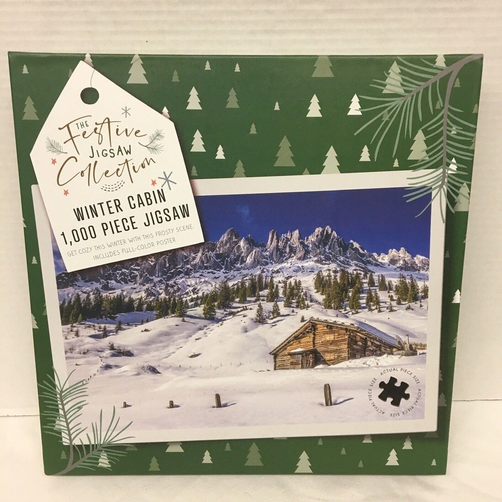 Jigsaw Puzzle The Festive Jigsaw Collection Winter Cabin 1000 pcs w/Post…